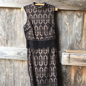 Sharagano Black Lace Dress Fully Lined